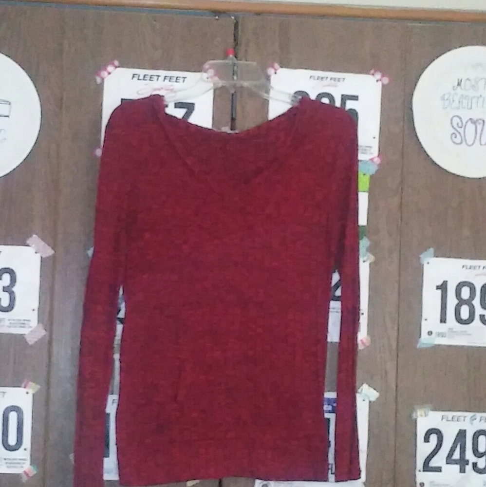 Red hooded top